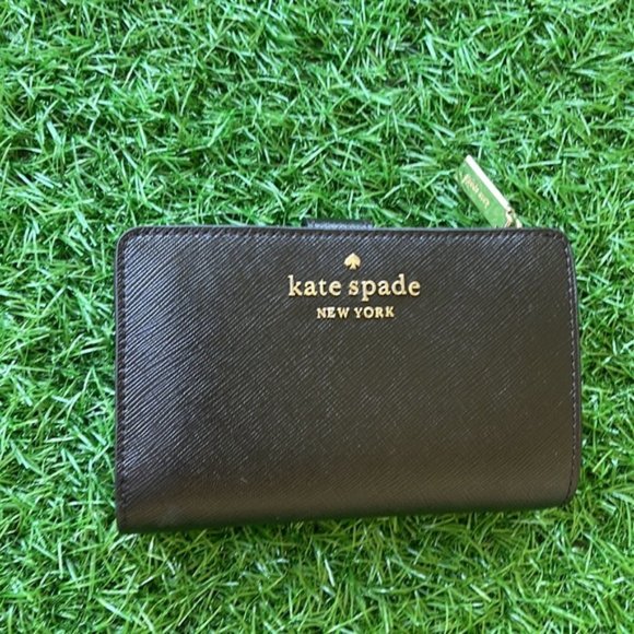 Kate Spade Madison Medium Compact Bifold Wallet Black NWT - Picture 2 of 15
